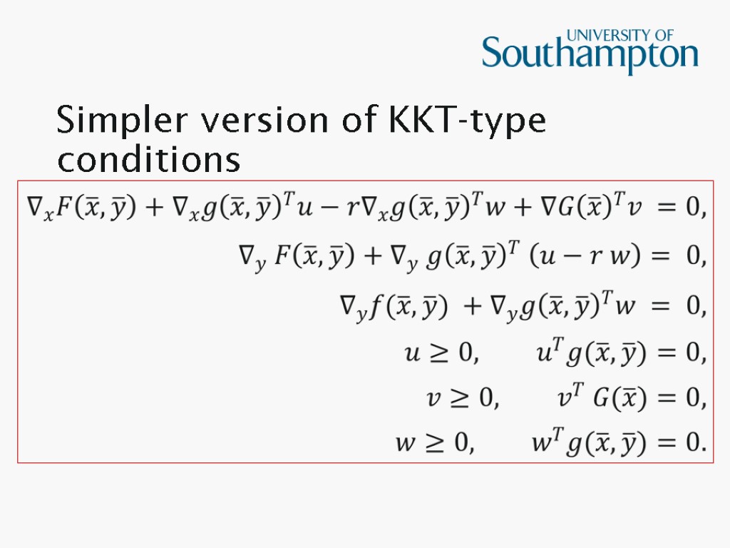 Simpler version of KKT-type conditions